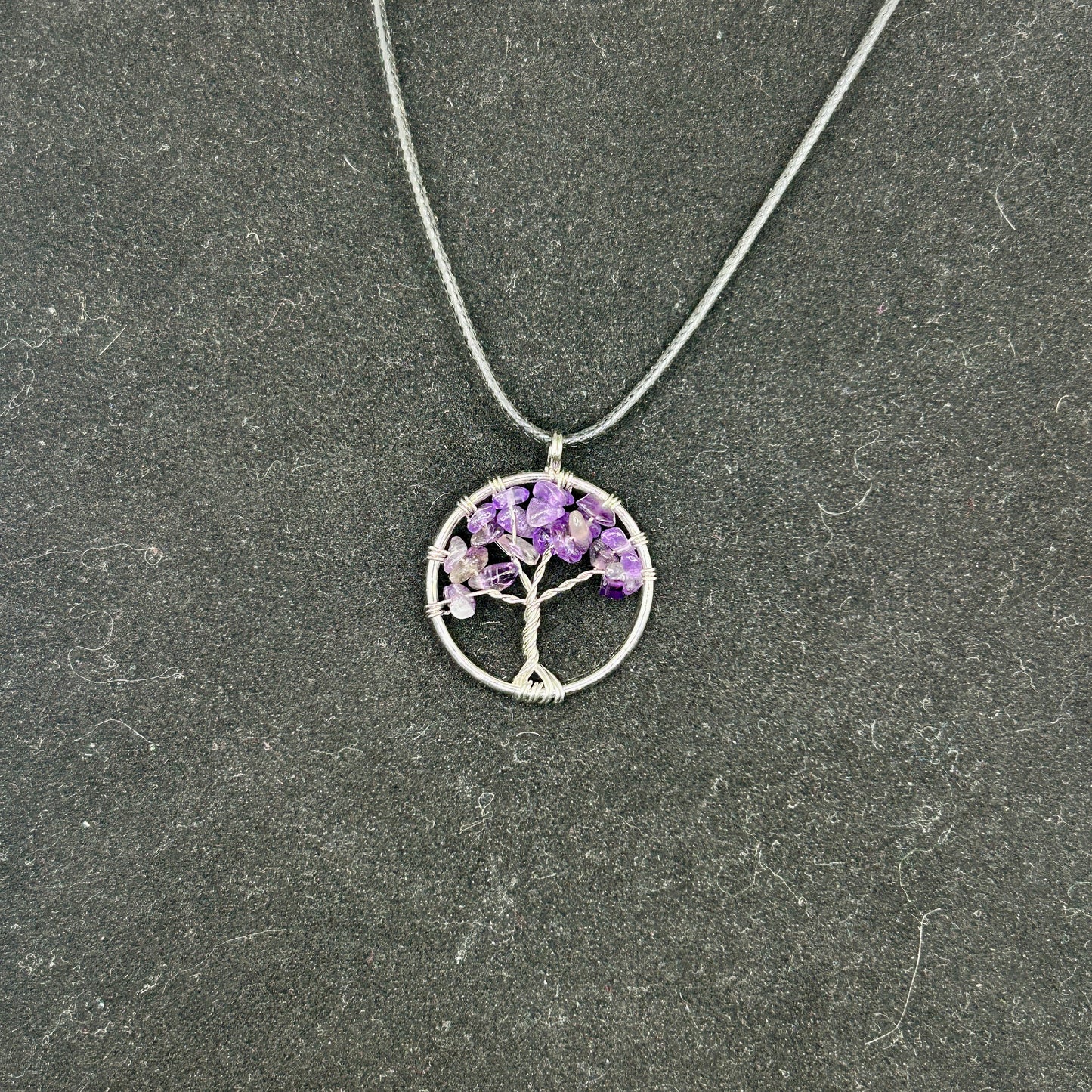Tree of Life Pendant with Amethyst on 18” cord Necklace