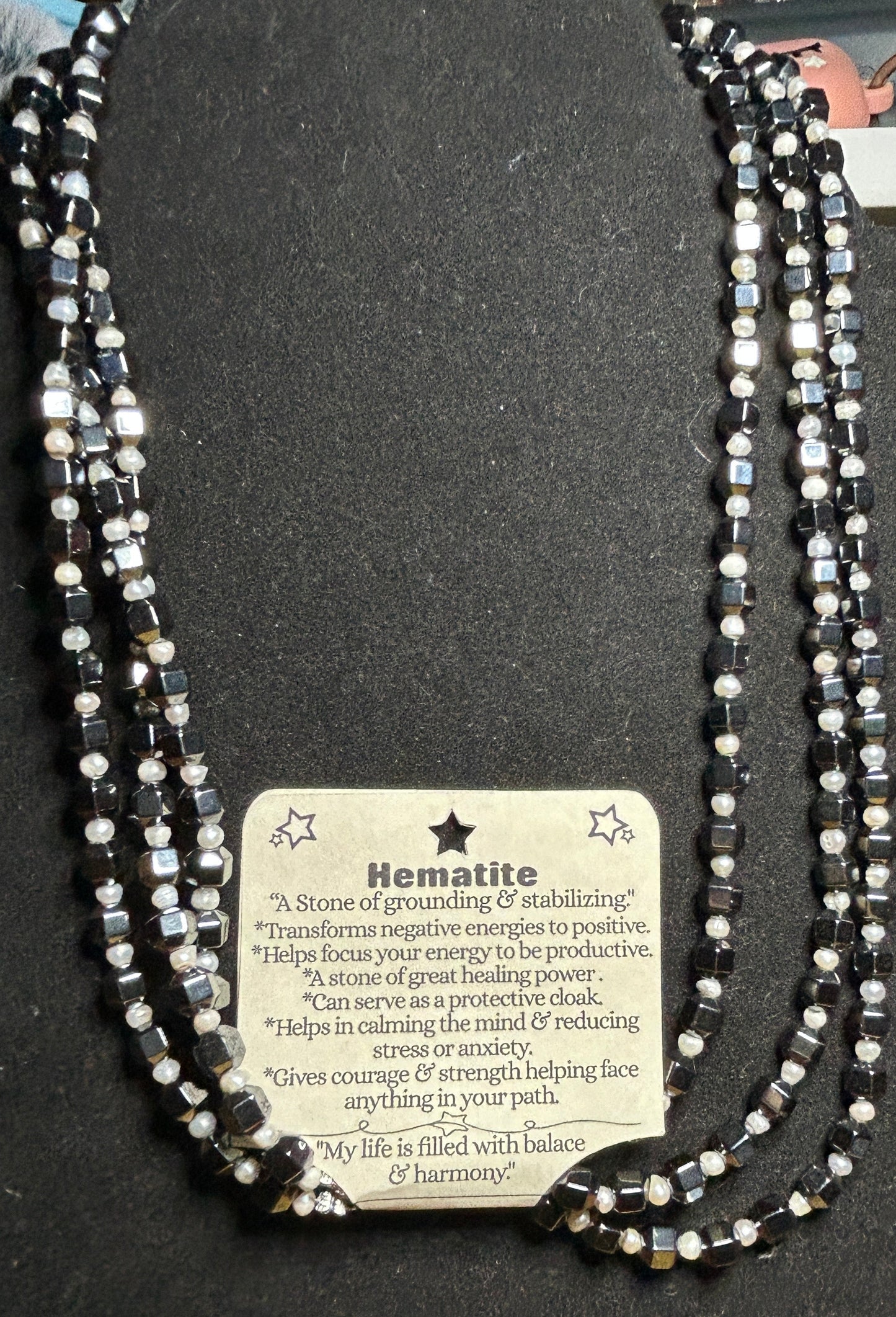 Hematite 3 Strand Necklace with Magnetic Closure ?"Necklace