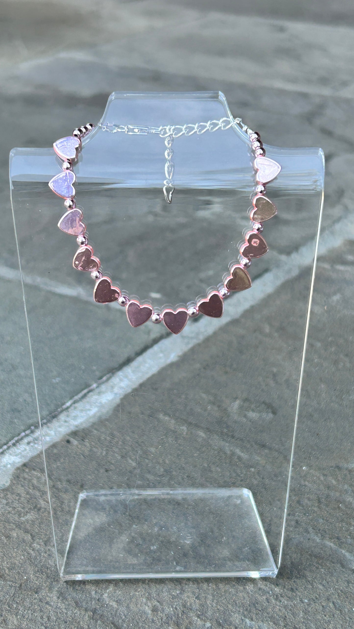 Pink Hematite Heart Bracelet
