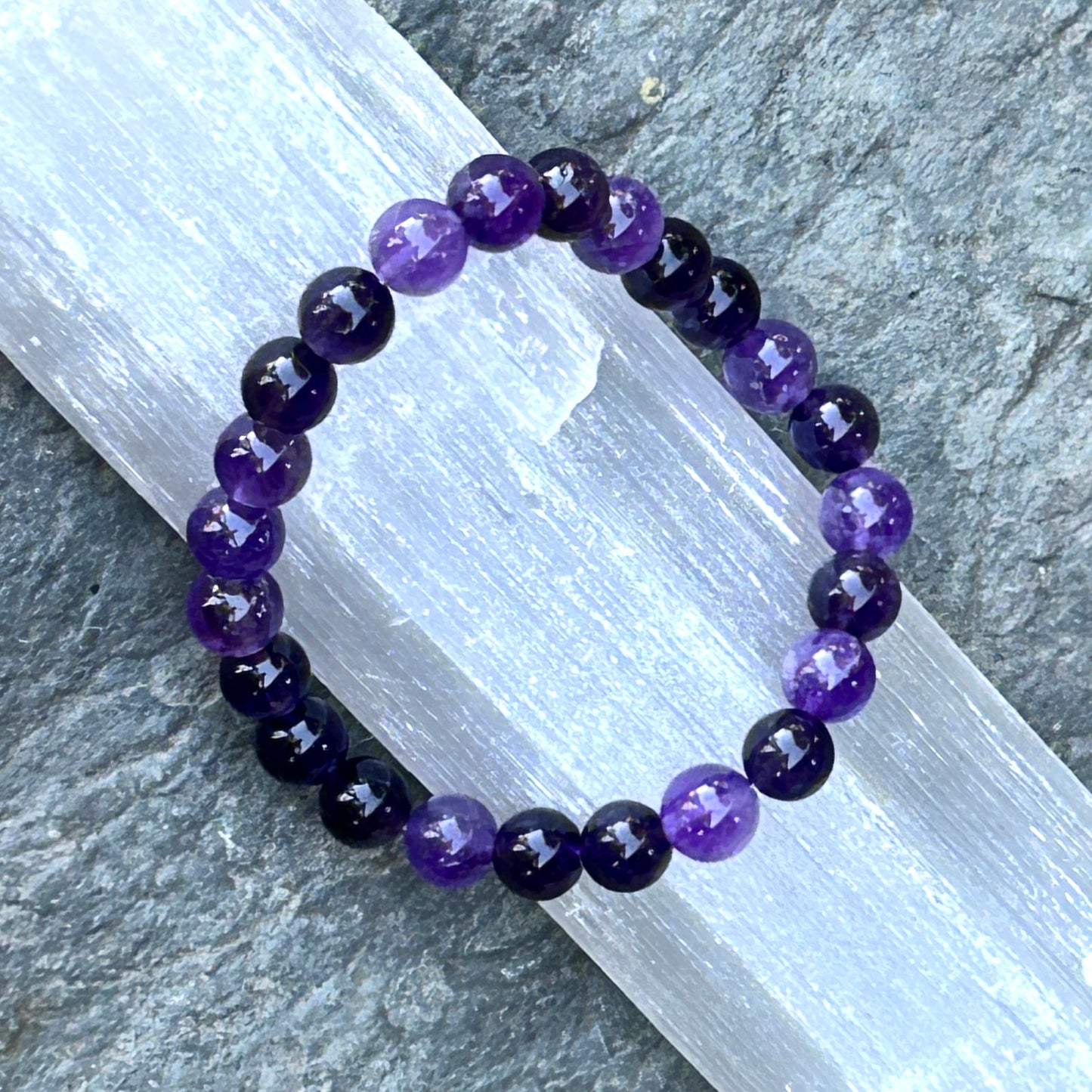 Amethyst Deep Purple 8mm Stretch Bracelet