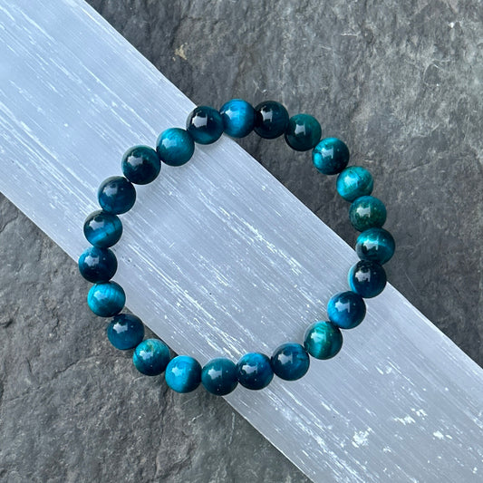 Blue-Green Tigers Eye 8mm Stretch Bracelet