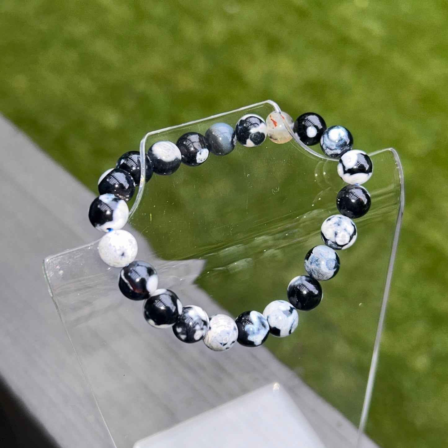 Bue Orca Agate 8mm Crystal Bracelet