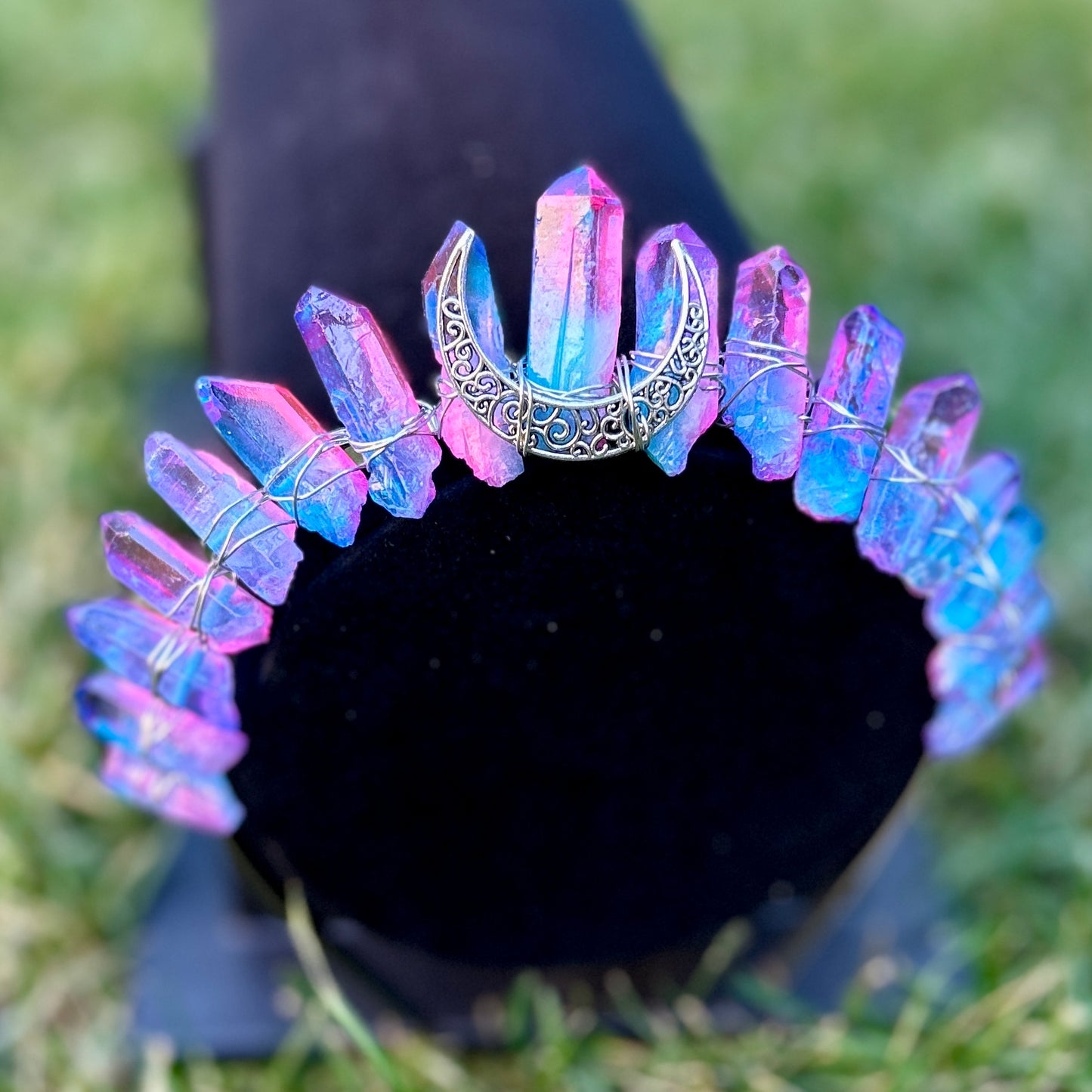 Died Quartz Crystal Crown- Pink & Blue