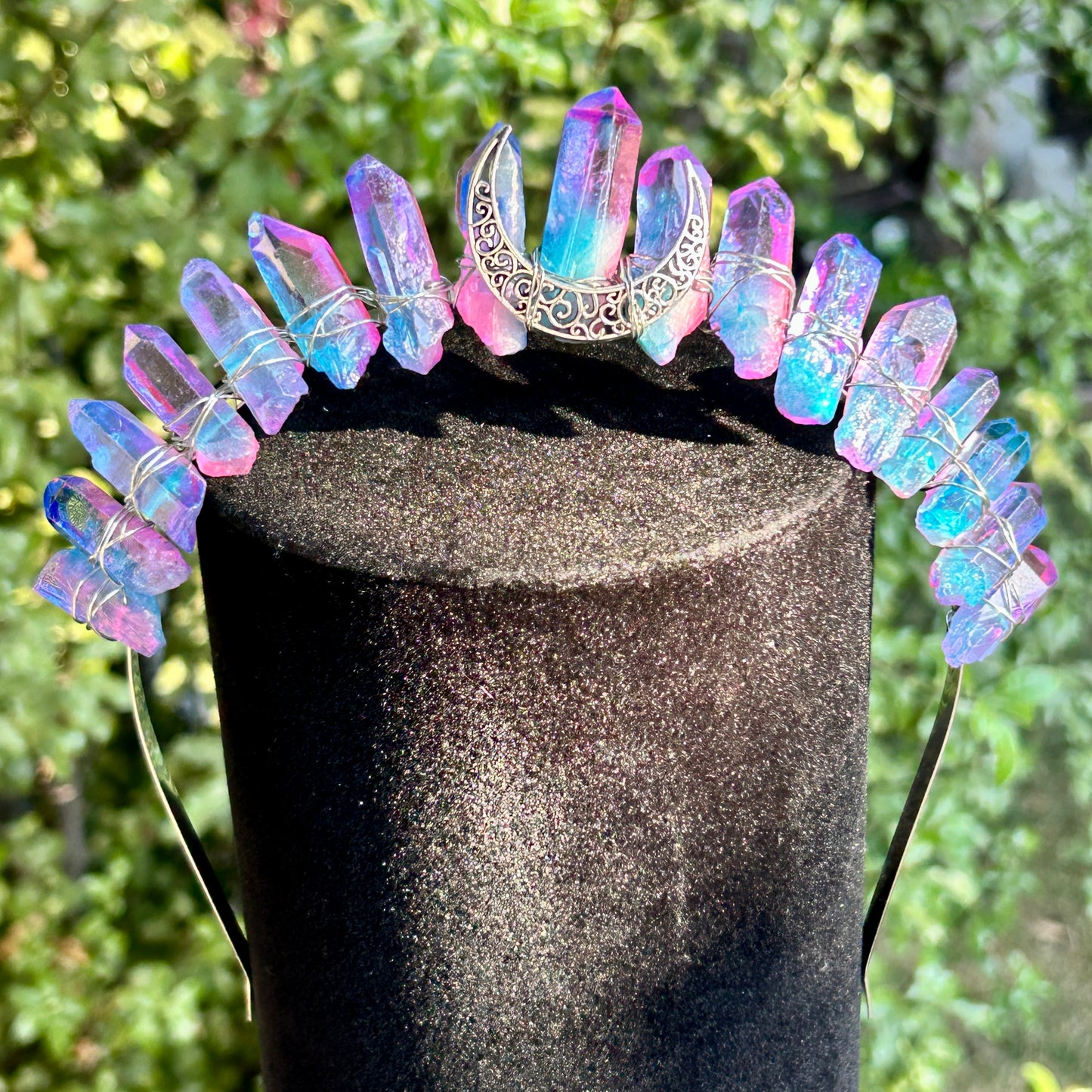 Died Quartz Crystal Crown- Pink & Blue