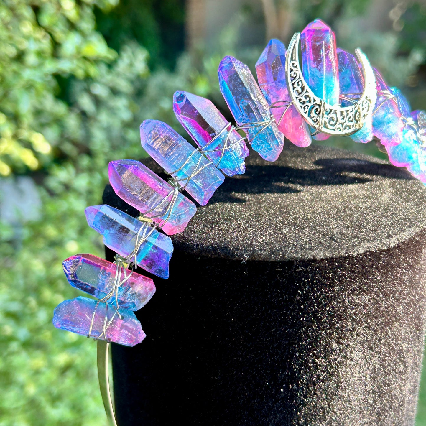 Died Quartz Crystal Crown- Pink & Blue