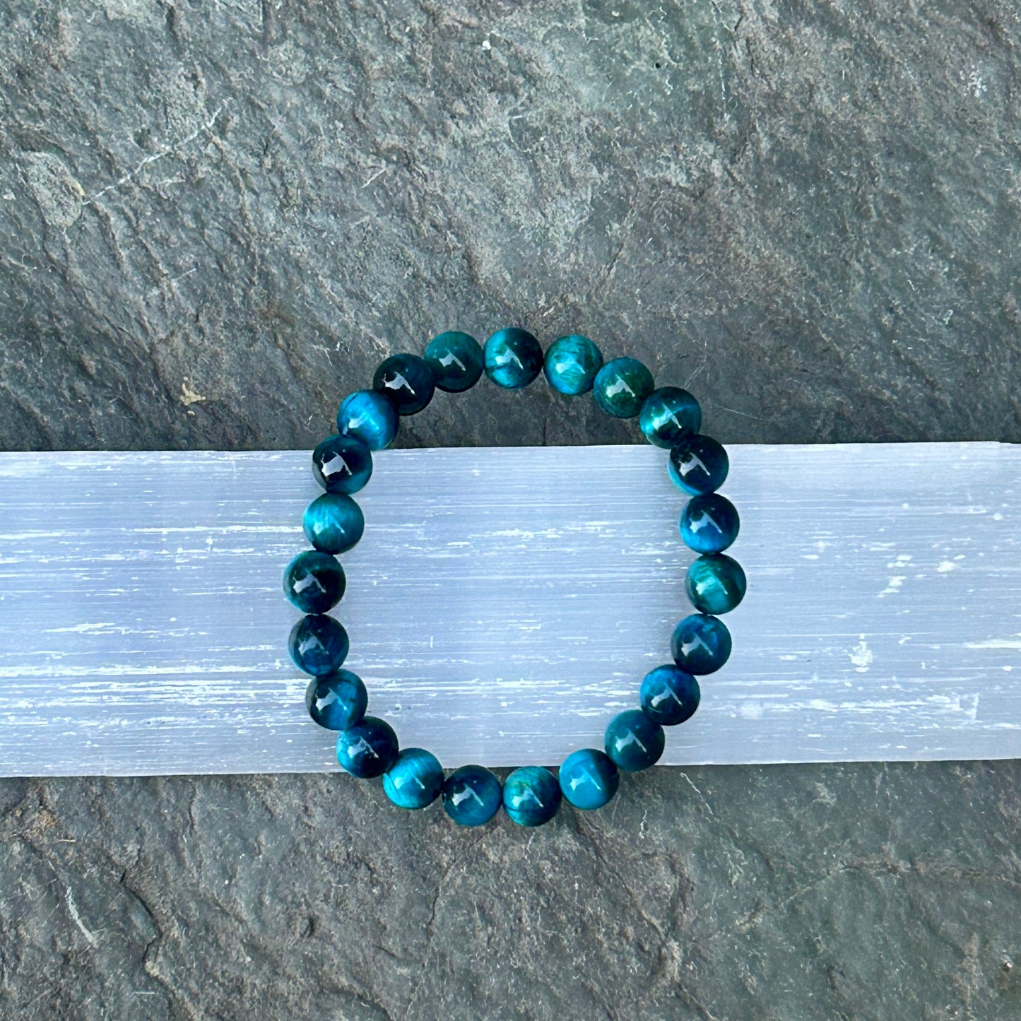 Blue-Green Tigers Eye 8mm Stretch Bracelet