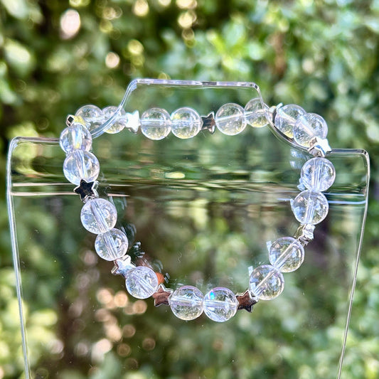 Clear Quartz with Star Beads 8mm Stretch Bracelet